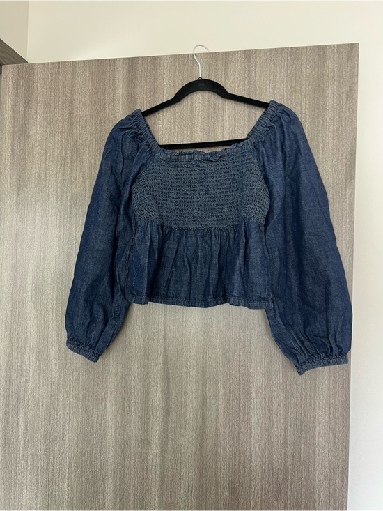 J. Crew Tops - J. Crew Indigo Smocked Peasant Blouse jeans